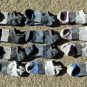Quince Women's Ankle Socks in Gray, Blue, and Pink 12 pairs in M/L